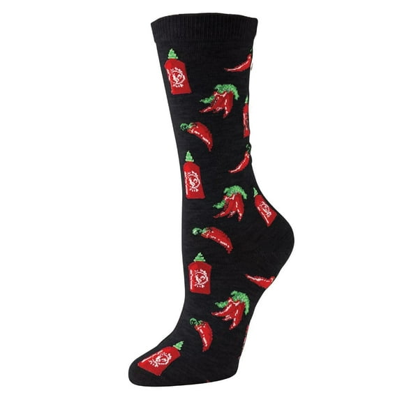 MeMoi Hot Sriracha Bamboo Blend Crew Socks - Womens - Female, 9-11, Black