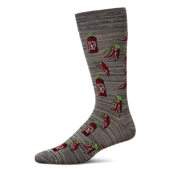 MeMoi Hot Stuff Sriracha Bamboo Blend Men's Crew Socks - Mens - Male, 10-13, Asphalt