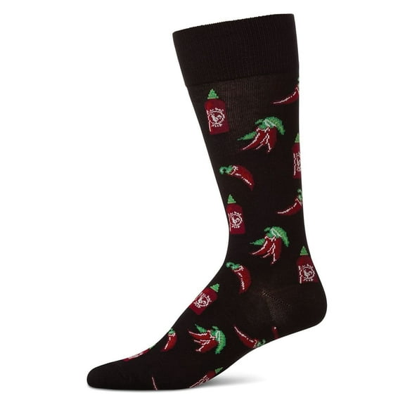 MeMoi Hot Stuff Sriracha Bamboo Blend Men's Crew Socks - Mens - Male, 10-13, Black