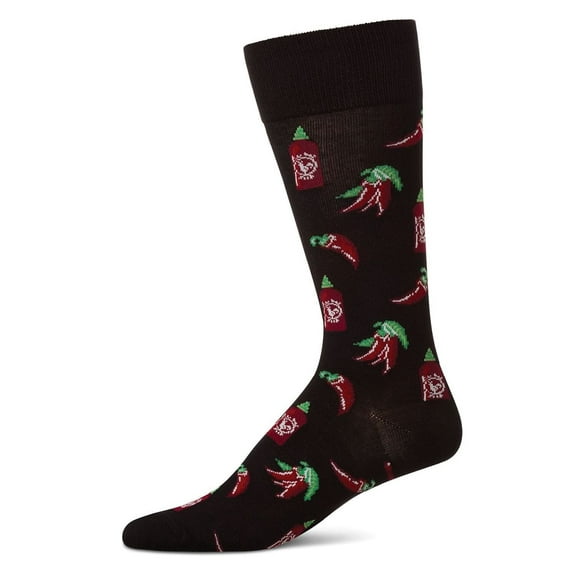 MeMoi Hot Stuff Sriracha Bamboo Blend Men's Crew Socks - Mens - Male, 10-13, Black