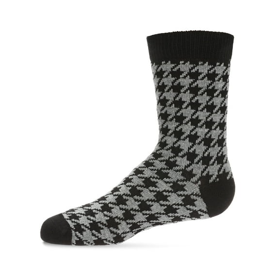 MeMoi Boys Houndstooth Cotton-Rich Crew Sock - Boys - Male, 7-8, Black