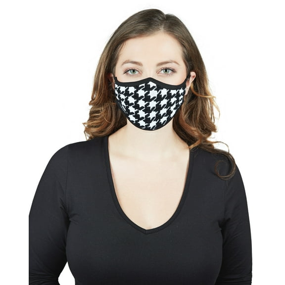 MeMoi Houndstooth Unisex Face Covering (OS, Black)