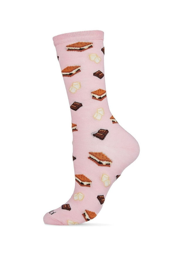 I'd Like S'more Please Bamboo Blend Crew Socks - Womens - Female, 9-11, Pink