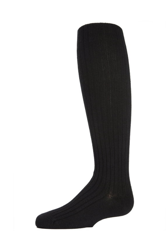 Infant Classic Ribbed Cotton Blend Opaque Tights, 0-6, Black