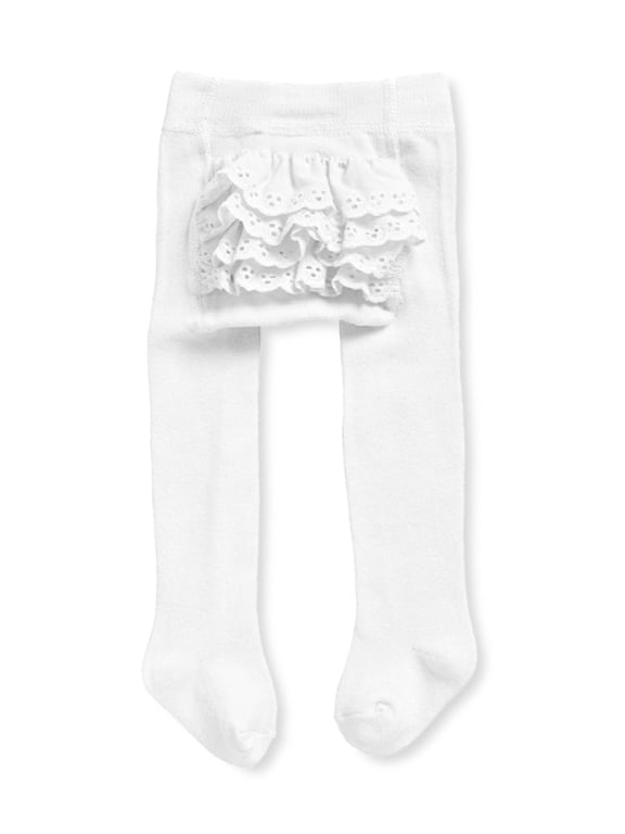Infant Girl's Rhumba Cotton Blend Tights With Ruffles
