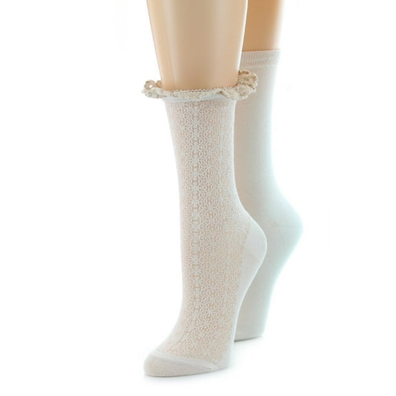 MeMoi Interlock Wave Cotton Blend Ankle Socks 2-Pack - Womens - Female, One Size, Lotus