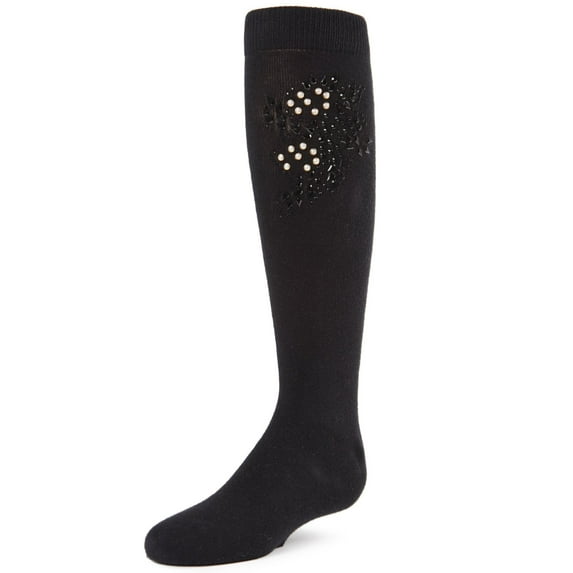 MeMoi Jewel Mosaic Girls Combed Cotton Knee High Socks - Girls - Female, 8, Black