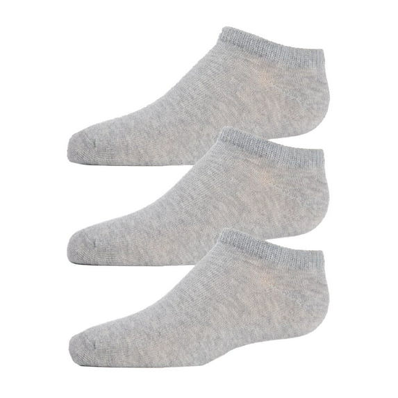 MeMoi Kids Low Cut Cotton Blend Socks 3-Pack (4-5, Light Gray)