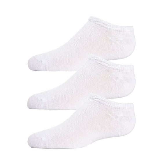 MeMoi Kids Low Cut Cotton Blend Socks 3-Pack (8-9, White)