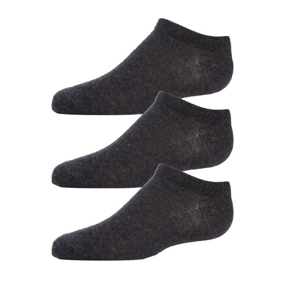 MeMoi Kids Low Cut Cotton Blend Socks 3-Pack (3-4, Charcoal)