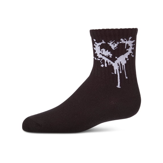 MeMoi Kids Unisex "Dripping Heart" Cotton Blend Novelty Crew Sock - Girls - Female, 8, White