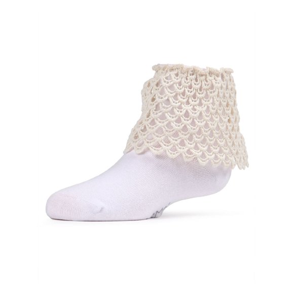 MeMoi Lacy Loopsy Cotton Blend Anklet Sock - Girls - Female, 2, Marshmallow