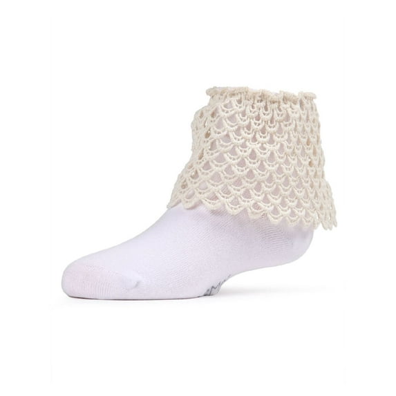MeMoi Lacy Loopsy Cotton Blend Anklet Sock - Girls - Female, 6, Marshmallow