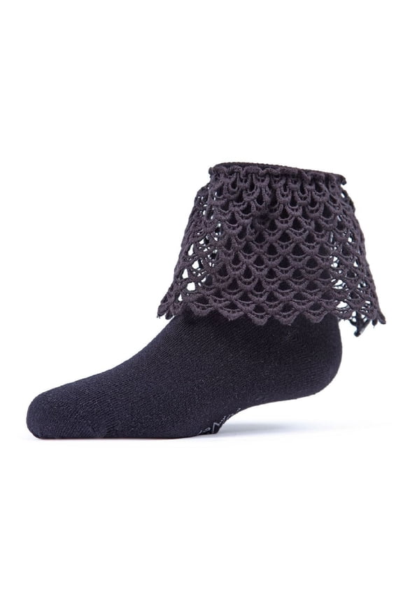 Lacy Loopsy Cotton Blend Anklet Sock - Girls - Female, 0, Black