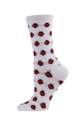 Ladybug Bamboo Blend Crew Socks - Womens - Female, 9-11, White