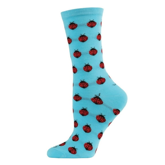 MeMoi Ladybug Bamboo Blend Crew Socks - Womens - Female, 9-11, Turquoise