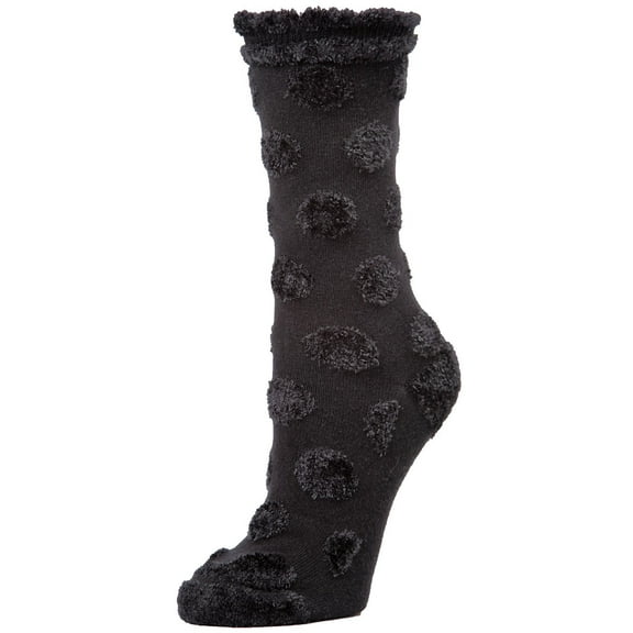 MeMoi Laghetto Fuzzy Polka Dot Cotton Blend Crew Socks - Womens - Female, 9-11, Winter White