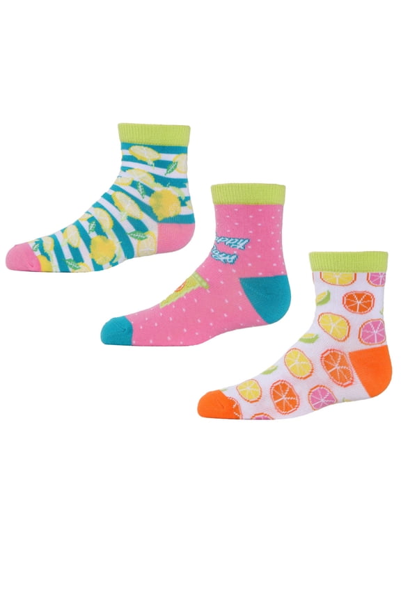 Lemon Squeezy Mid Cut Socks 3-Pack - Girls - Female, 4-6, Assorted