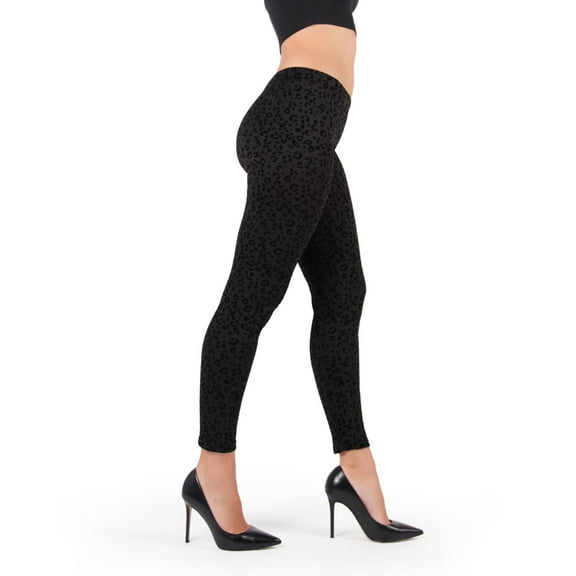 MeMoi Leopard Crush Cotton Blend Leggings - Womens - Female (Medium/Large, Black)