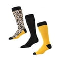 thumbnail image 1 of MeMoi Leopard Pane Cotton Blend Crew Sock 3 Pack - Mens - Male, 10-13, Black-Yellow, 1 of 8