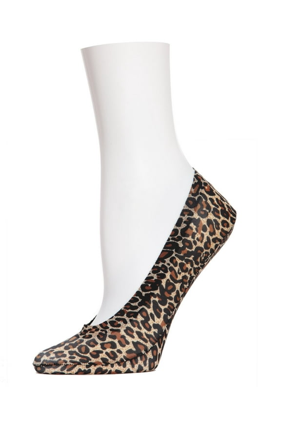 Leopard Print No-Show Liner Socks - Womens - Female, One Size, Naturel