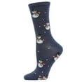 thumbnail image 1 of MeMoi Women's Let it Snowman Holiday Crew Socks - Womens - Female, 9-11, Denim Heather, 1 of 5