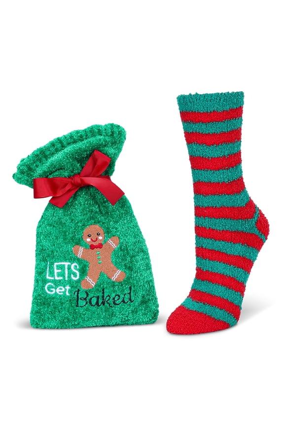 Lets Get Baked Cozy Socks & Gift Bag Set - Womens - Female, One Size, Green