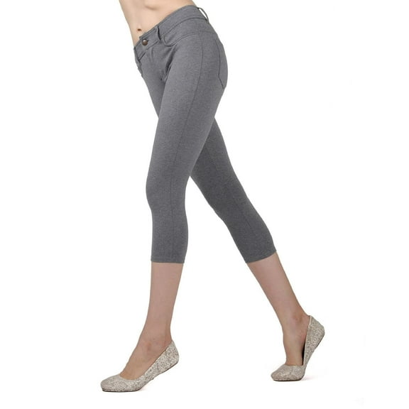 MeMoi Light Ponte Cotton Blend Capri Leggings - Womens - Female, Medium, Medium Gray Heather