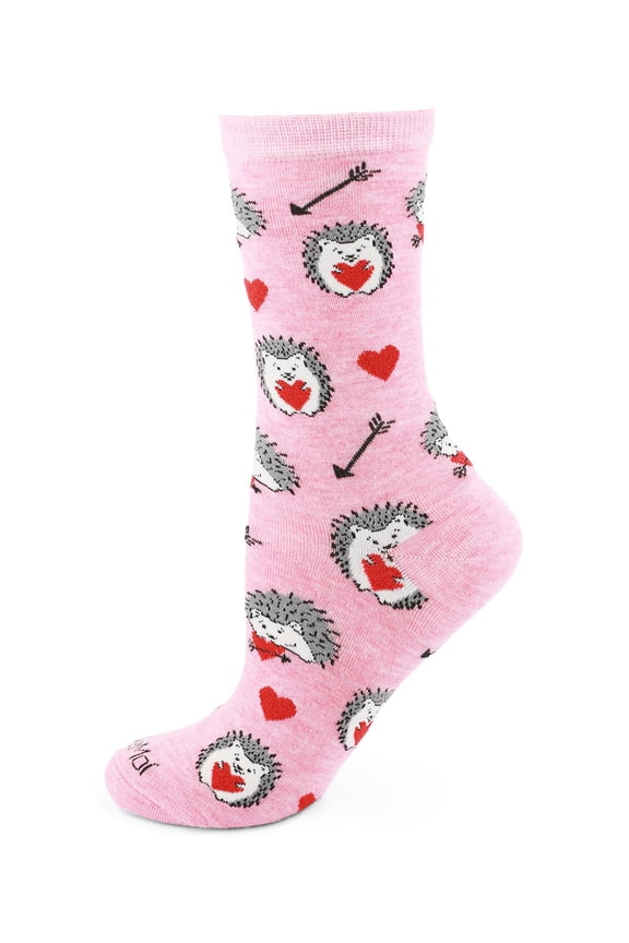 Love Struck Hedgehog Bamboo Blend Crew Sock - Womens - Female, 9-11, Pink Heather