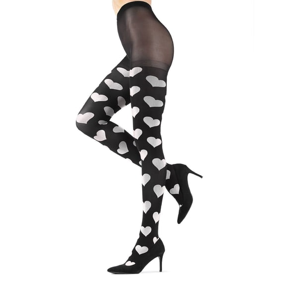 MeMoi Loves Got To Do With It Opaque Tights - Womens - Female (Small/Medium, Black/White)