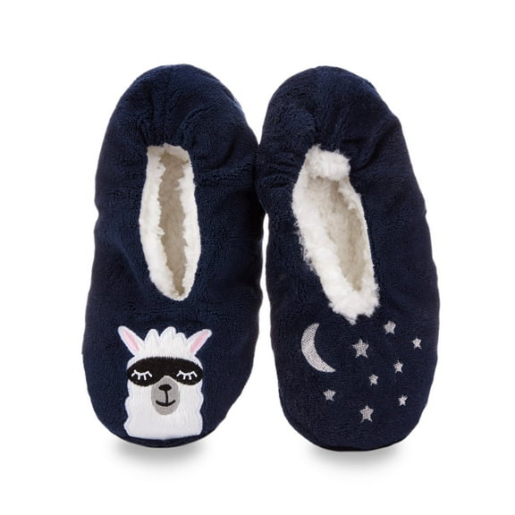 MeMoi Luxe Llama Sherpa Lined Slippers Small/Medium / Navy