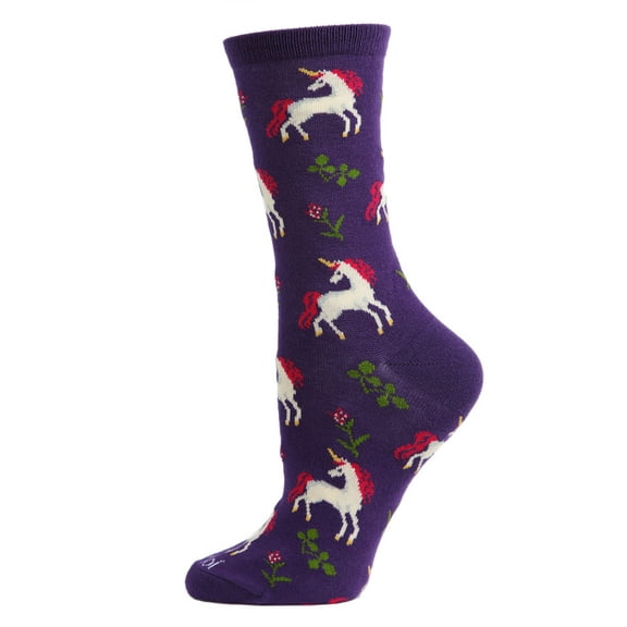 MeMoi Magical Unicorns Bamboo Blend Crew Socks - Womens - Female, 9-11, Black