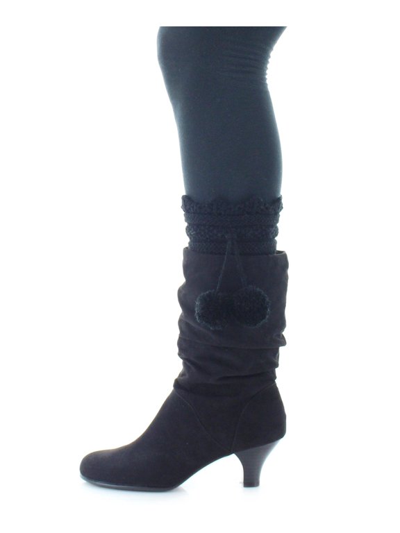 Maglina Dot Diamond Pom-Pom Knit Boot Toppers - Womens - Female, One Size, Black