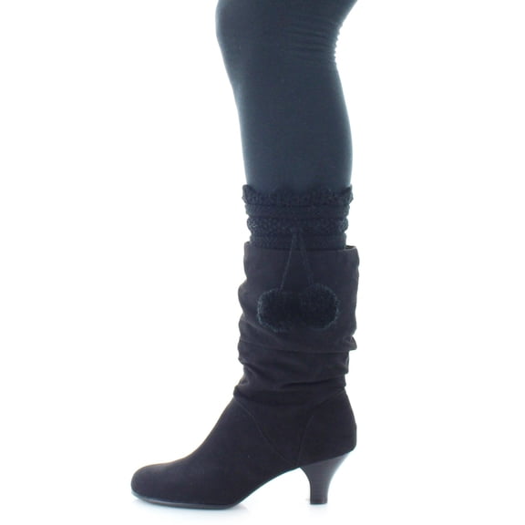 MeMoi Maglina Dot Diamond Pom-Pom Knit Boot Toppers - Womens - Female, One Size, Black