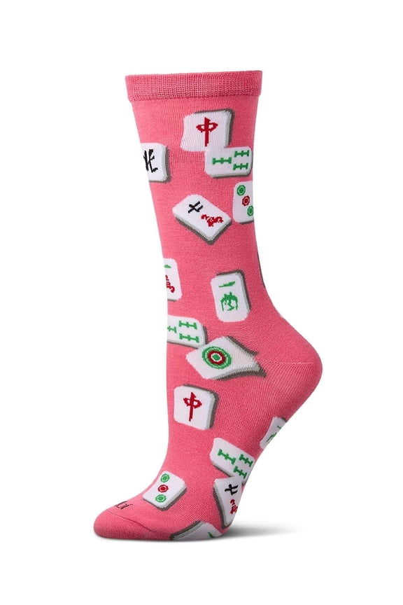 Mahjong Bamboo Blend Crew Socks - Womens - Female, 9-11, Fuchsia