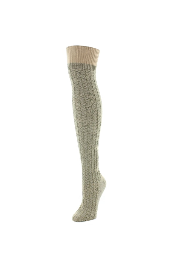 Marled Rib Over the Knee Socks - Womens - Female, One Size, Oatmeal