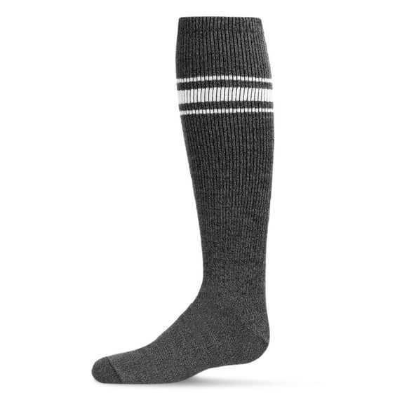 MeMoi Marled Ribbed Stripe Cotton Blend Knee High Socks - Girls - Female, 8, Black