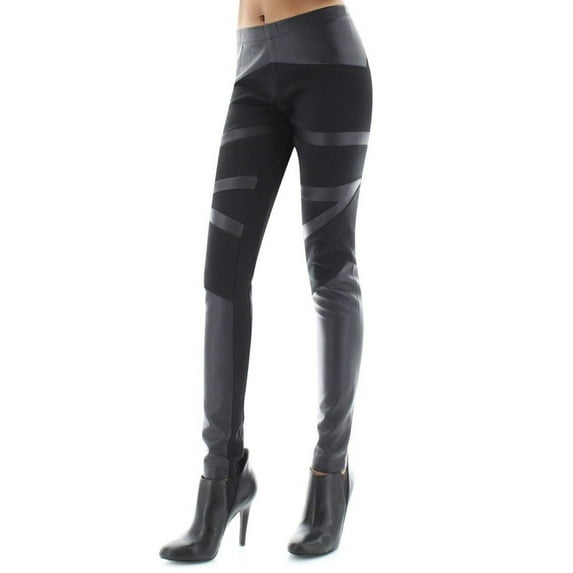 MeMoi Matxina Retro Cut Faux Leather Accent Leggings - Mens - Male