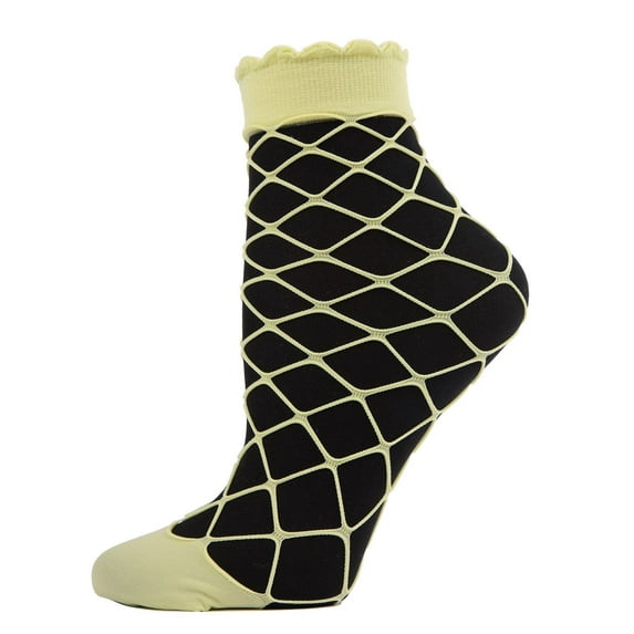 MeMoi Maxi Fishnet Socks with Scalloped Cuffs - Womens - Female, One Size, Electric Blue
