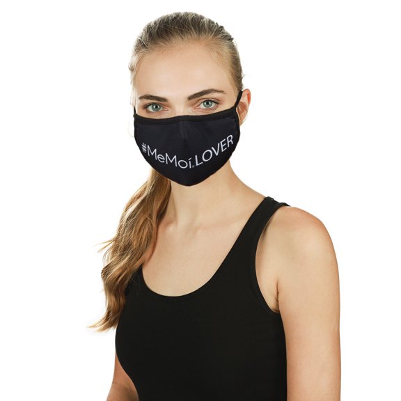 MeMoi #MeMoiLover Fashion Face Mask with 5-Layer Filter Inserts, Adult One Size, Black
