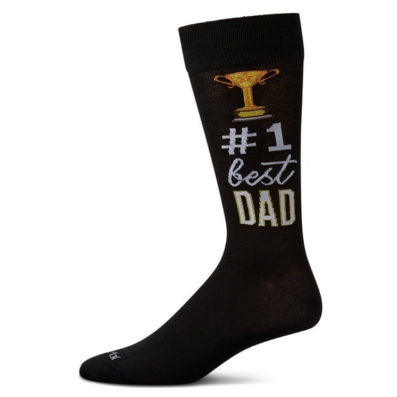 MeMoi Men's #1 Dad Trophy Bamboo Blend Novelty Crew Sock - Mens - Male, 10-13, Black