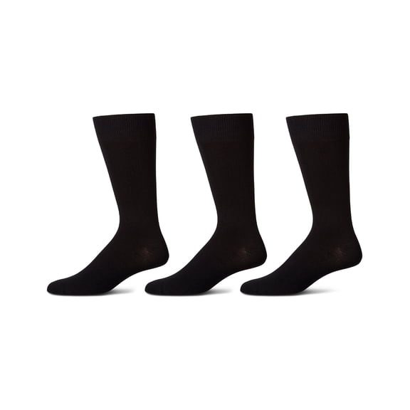 MeMoi Men's 3 Pair Pack Bamboo Blend Flat Knit Socks - Mens - Male, 13-15, Black