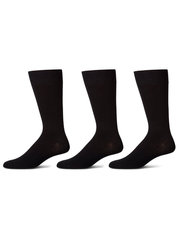 Men's 3 Pair Pack Bamboo Blend Flat Knit Socks - Mens - Male, 13-15, Black