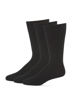 Men's 3 Pair Pack Bamboo Blend Ribbed Crew Socks - Mens - Male, 13-15, Black