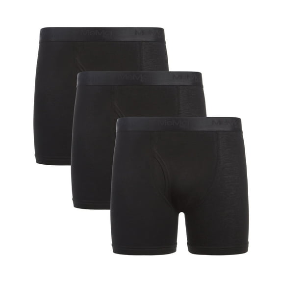 MeMoi 3 Pair Men's Cool Cotton Stretch Classic-Fit Tag-Free Boxer Briefs - Mens - Male, M, Black