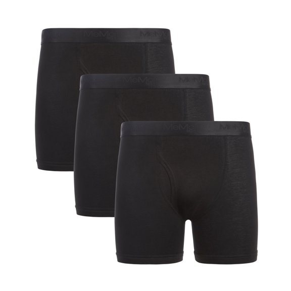 MeMoi 3 Pair Men's Cool Cotton Stretch Classic-Fit Tag-Free Boxer Briefs - Mens - Male, S, Black