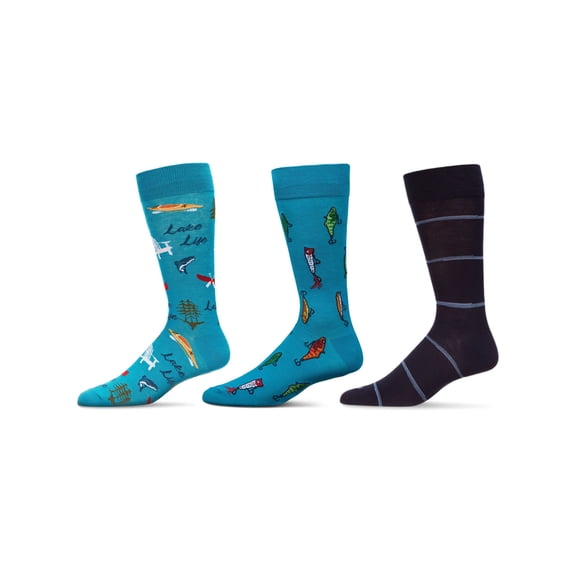 MeMoi Men's 3 Pair Pack Novelty Hobbies Crew Socks - Mens - Male, 10-13, Green