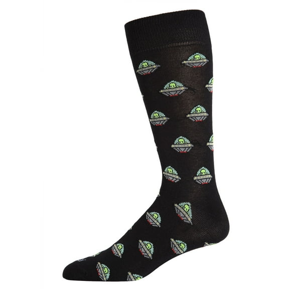 MeMoi Men's Alien Invasion Bamboo Blend Novelty Crew Sock - Mens - Male, 10-13, Royal Blue