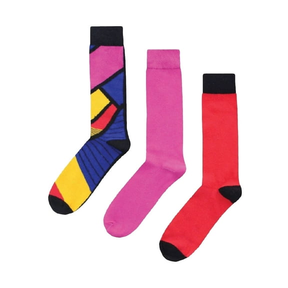 MeMoi Men's Artup Cotton Blend Crew Sock 3-Pack - Mens - Male, 10-13, Black-Red