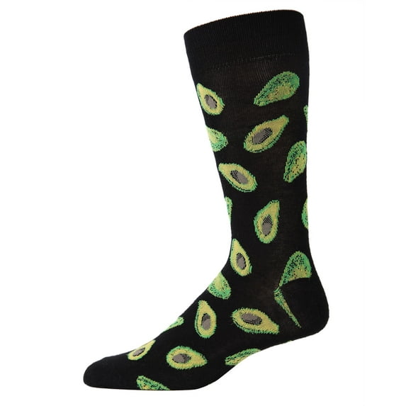 MeMoi Men's Avocado Bamboo Blend Funny Novelty Crew Sock - Mens - Male, 10-13, Black
